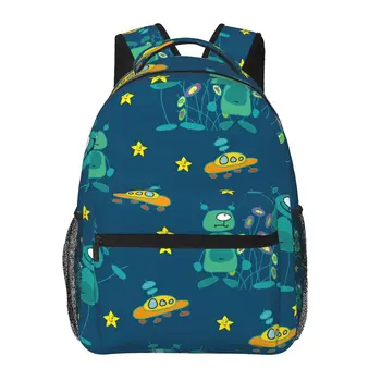Женский Мужской рюкзак с милыми звездами и ночным принтом инопланетян, женская сумка для путешествий, Мужской рюкзак для ноутбука, сумка для книг
