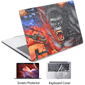 Жесткий чехол Совместим с MacBook Air 13 дюймов M1 A2337 M2 A2681 A2338 Pro 13 14 15 16 дюймов с Защитной Пленкой для экрана клавиатуры