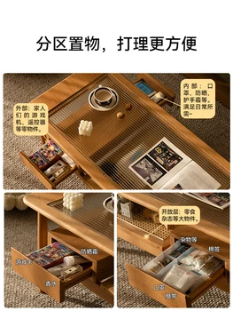Журнальный столик из массива дерева Скандинавский Ротанг Вишневое дерево Гостиная Домашний Чайный столик В маленькой квартире в японском стиле Прямоугольный стол