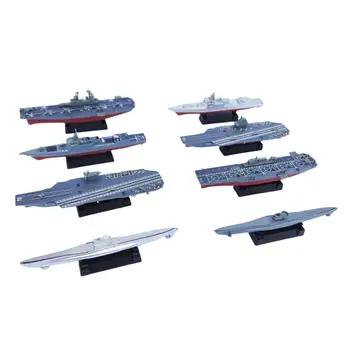 Игрушка-авианосец из 8 предметов, игрушка-модель военного корабля, Настольная витрина, Набор кораблей для военных кораблей, 4D собранная модель корабля 14