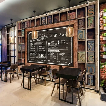 Изготовленная на заказ 3D настенная роспись Настенная ткань Деревянная решетка с тиснеными буквами 3D художественные обои гостиная Ресторан Фон Декор фреска 13