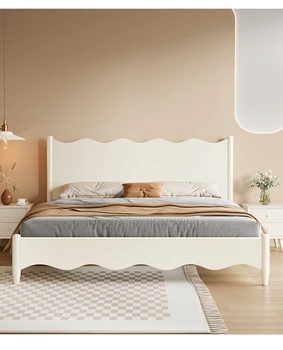 Изготовленная на заказ кровать из массива дерева белая современная простая главная спальня с двуспальной кроватью в скандинавском стиле, бытовая кровать размером 2 м х 2 м, большой ящик для хранения 1,8 м. 16