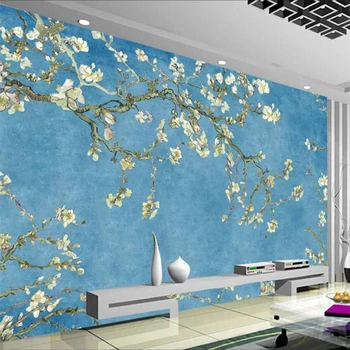 Изготовленные на заказ большие обои 3D европейская голубая картина маслом Цветок Магнолии фон телевизора стена гостиной украшение спальни обои