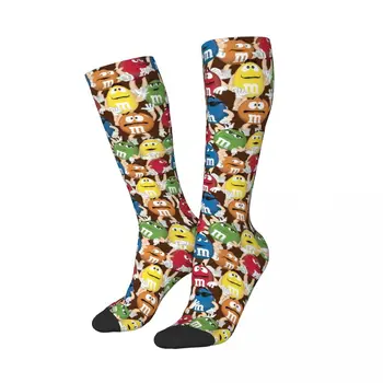 Изготовленные на заказ женские чулки с логотипом M & M Candy Characters 3D Печать Мультяшных шоколадных носков до колена 9