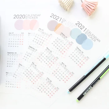 Календарь Domikee на 2020-2021 год, полупрозрачная бумажная наклейка для ежедневника, планировщика, офиса, школы, цветной ежемесячный ярлык, наклейка канцелярских принадлежностей 12