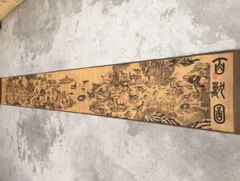 Китайская живопись на длинной бумаге с длинным свитком 《 сотня зверей ту》 7