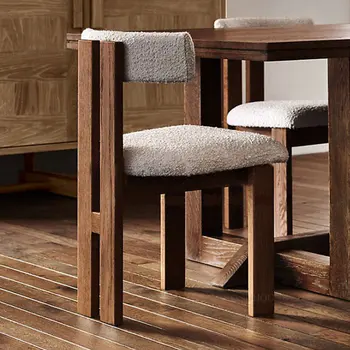 Китайские обеденные стулья из массива дерева в стиле ретро, Простые Домашние Стулья для переодевания из бархата Ягненка, Дизайнерский стул для отдыха на приеме в семье 10