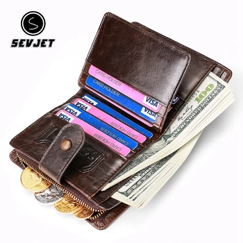 Кожаные мужские короткие кошельки Crazy Horse с застежкой-молнией, зажимом для денег, Rfid-портмоне для мужчин, винтажный клатч с держателем для карт, сумки-клатчи JYY137 13