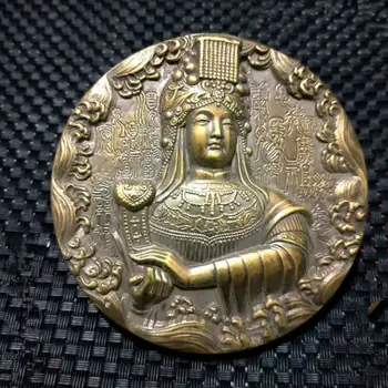 Коллекция Китай изысканная Старинная латунная медаль Мемориальный Бронзовый значок Фуцзянь Мацзу 13