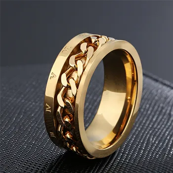 Кольцо с римскими цифрами Modyle золотого цвета из нержавеющей стали, мужское женское кольцо-цепочка, бижутерия Bague Femme Anillos Mujer 15