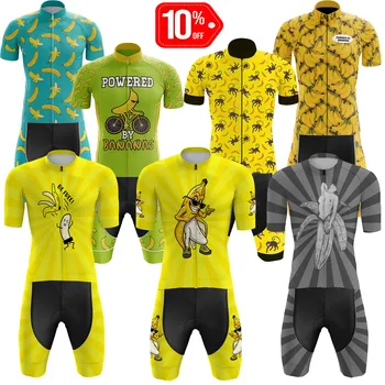 Комплект из джерси для велоспорта Funny Powered By Bananas, мужская велосипедная одежда, летние рубашки для шоссейных велосипедов, костюм, велосипедные шорты-нагрудник, MTB Майо 4