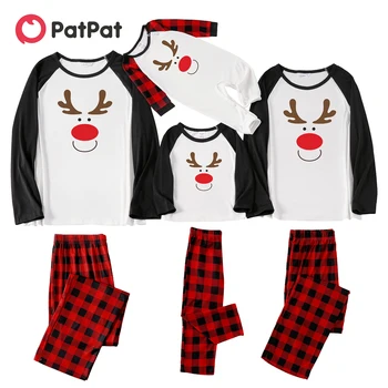 Комплекты пижам в клетку с рисунком рождественского лося PatPat, подходящие для семьи, с длинными рукавами и буффало (огнестойкие) 17
