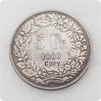 Копия монеты Швейцарии в 5 франков 1886 года (сидящая Гельвеция) 14