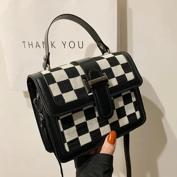 Корейская клетчатая сумка-мессенджер kpop PU Harajuku new ins lady Tote модная женская сумка большой емкости для покупок y2k женская сумка через плечо