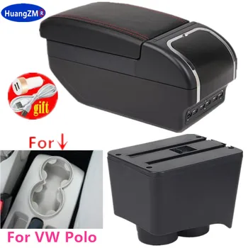Коробка Для Подлокотника Для VW Polo Mk4 2002-2009 Polo Vivo 2010 Центральная Консоль Коробка Для Хранения С Подстаканником Выдвижная Зарядка через USB 16