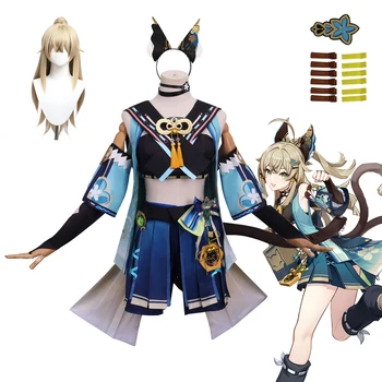 Костюмы для косплея Genshin Impact, Одежда для выступлений персонажей аниме Kirara, Парики, Карнавальные костюмы на Хэллоуин