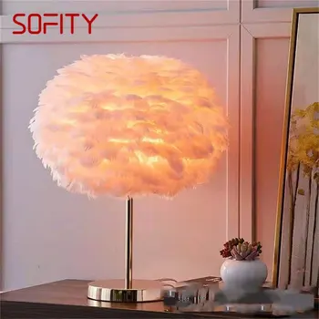 Креативные настольные лампы SOFITY Современное настольное освещение из перьев для гостиной, спальни 3