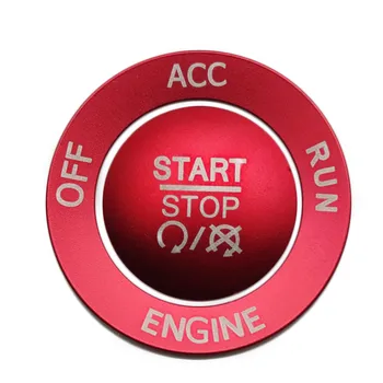 Крышка ручки кнопки запуска и остановки двигателя + кольцо для отделки аксессуаров для Dodge Challenger Charger 2015-2020 (красный))