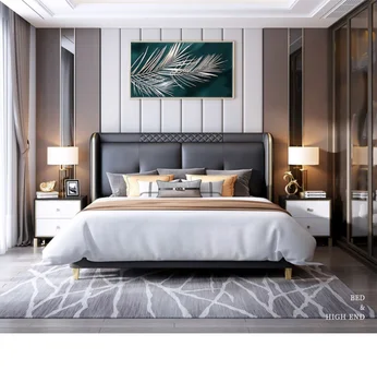 Легкая роскошь, постмодерн, минимализм, модерн, 1,8-метровая двуспальная кровать, мягкая кровать в главной спальне