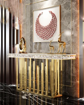 Легкий роскошный простой стол на веранде в стиле постмодерн, железная художественная гостиная, мраморный золотой стол на веранде, скандинавская перегородка 2