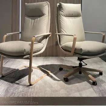Легкое роскошное кожаное компьютерное кресло, супер Удобное кресло босса, Пуховое кресло, Простой домашний кабинет, офис в японском стиле 9