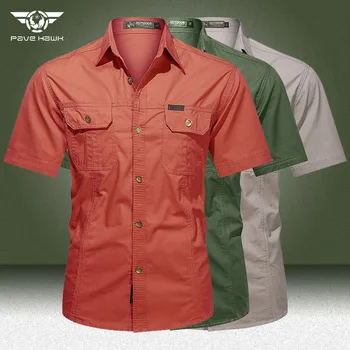 Летние рубашки-карго, мужские военные износостойкие рабочие топы с короткими рукавами, уличная армейская тактическая рубашка, Плюс размер 5XL, мужская одежда 8