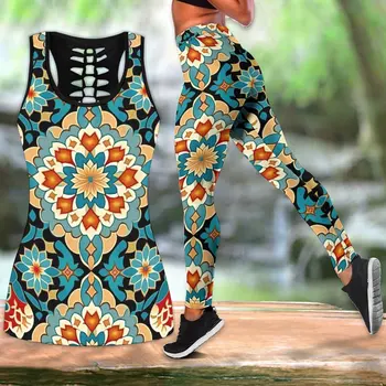Летний модный набор для йоги Arabian Flowers ArabesquesPrint Спортивная одежда для йоги XS-8XL 11
