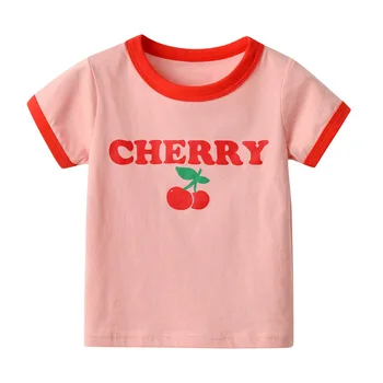 Летняя детская футболка 2023 года, Новые Детские Топы с коротким рукавом 2023 года, Новые Модные Розовые Милые Мягкие Дышащие Детские топы A319