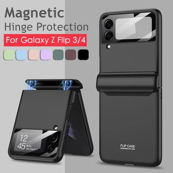 Магнитный Чехол для Samsung Galaxy Z Flip 4 Flip3 5G Магнитный Шарнир Полная Защита Крышки Объектива Камеры Z Flip3 Flip4 Задняя Крышка 15