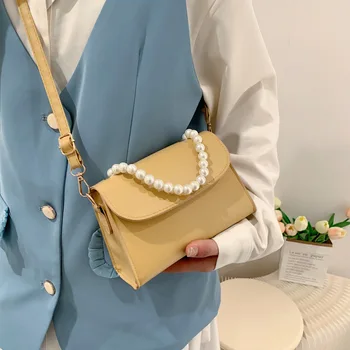 Маленькая кожаная сумка, женская сумка-тоут, дизайнерская сумка с клапаном с принтом бабочки, Винтажные коричневые сумки через плечо с мягкой цепочкой, Брендовая Роскошная Жемчужная сумка 10