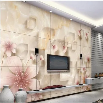 масштабные фрески wellyu на заказ, трехмерные цветы, каменные обои, ТВ-обои papel de parede para quarto 12