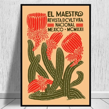 Мексиканский цветок кактуса, винтажный плакат и принты, настенная живопись на холсте Без рамки, Ретро Картина для домашнего декора Cuadro для гостиной 5