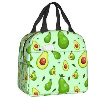 Милая веганская сумка с принтом авокадо, изолированная сумка для ланча для женщин, портативный холодильник, термос для ланча, школьные Рабочие сумки для пикника 1
