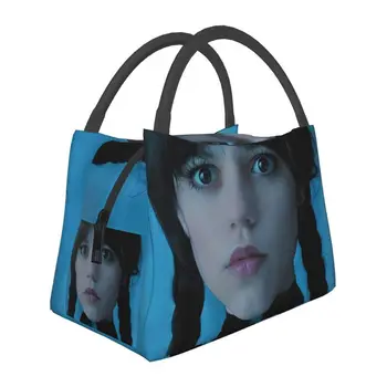 Милые сумки для ланча Wednesday Addams с термоизоляцией, женские сумки для ланча в готическом стиле для девочек, переносной контейнер для ланча для пикника на открытом воздухе, коробка для еды