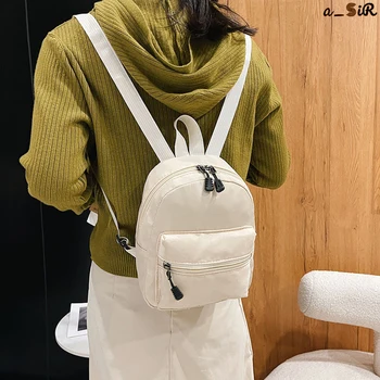 Мини-женские рюкзаки a_SiR, трендовая Нейлоновая женская сумка, Маленькие школьные сумки, Белый рюкзак для девочек-подростков, Модный Повседневный рюкзак 14