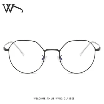 Модная Ретро Литературная Металлическая Многоугольная рамка для исследования Простое Стекло Прозрачные Оптические Очки Eyewear Eyeglasses