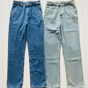 Модные женские джинсы с высокой талией и полой вышивкой, женские свободные прямые брюки 17