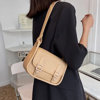 Модные сумки с квадратным клапаном для женщин, мягкие сумки и кошельки из искусственной кожи, ретро-женская сумка через плечо, высококачественная дизайнерская сумка подмышками 15
