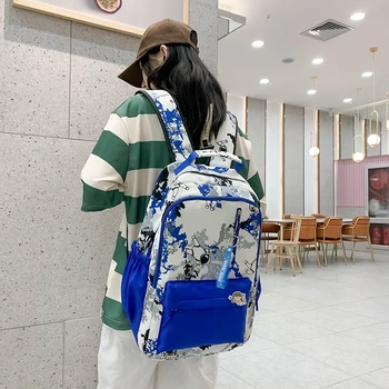 Модный женский легкий рюкзак для путешествий на открытом воздухе, простой повседневный школьный рюкзак для девочек большой емкости, трендовые сумки для книг с граффити 4