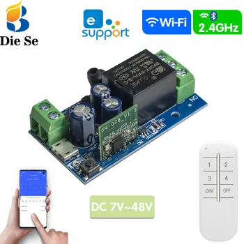 Модуль eWeLink Smart WIFI Switch DC 12V 48V Релейный приемник с дистанционным управлением 2,4 ГГц, работающий с Alexa, для системы гаражных ворот со светодиодным вентилятором 10
