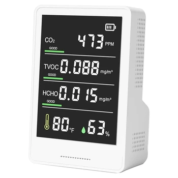 Монитор качества воздуха CO2, TVOC, HCHO, влажности и температуры, счетчик частиц белого цвета для дома, офиса 10