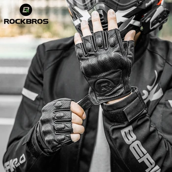Мотоциклетные перчатки ROCKBROS на полпальца, Дышащие Уличные Мотокроссовые Защитные перчатки для мотогонок и езды на велосипеде 3