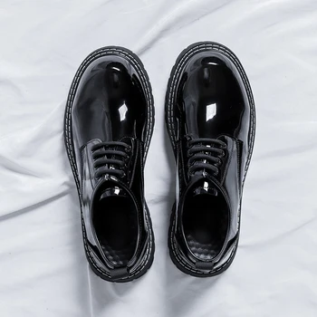 Мужская обувь ClassicDress от роскошного бренда в британском стиле, мужские черные свадебные туфли из глянцевой кожи, Оксфорды, Модная официальная обувь 7