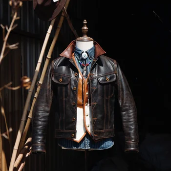 Мужская тонкая винтажная куртка Storm Rider из натуральной итальянской тосканской коровьей кожи азиатского размера 3