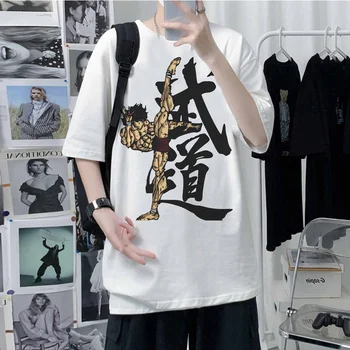 мужская футболка baki с изображением манги, футболка harajuku, мужская уличная одежда, японская одежда