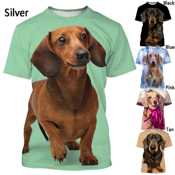 Мужская футболка с изображением таксы, модная летняя повседневная футболка с короткими рукавами и 3D принтом для собак, модный мужской топ 9