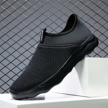 Мужские кроссовки для бега без застежки из сетки, модные сверхлегкие кроссовки Tenis Masculino, уличная дышащая спортивная обувь для пары, черные универсальные фары 3