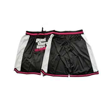 Мужские модные баскетбольные шорты GTA черного цвета с вышитыми карманами, подходящие для занятий спортом на открытом воздухе 14