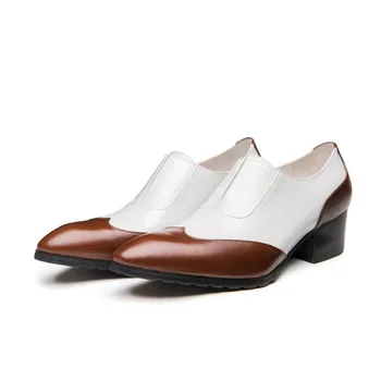 Мужские свадебные модельные туфли из натуральной кожи на каблуках, мужская повседневная обувь для работы в офисе, увеличивающая рост, Модная повседневная обувь Англии 9