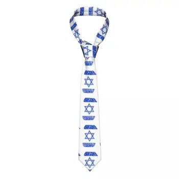 Мужской галстук Классический узкий с отпечатком пальца в виде флага Израиля, галстуки с узким воротником, повседневные аксессуары для галстуков в подарок 1